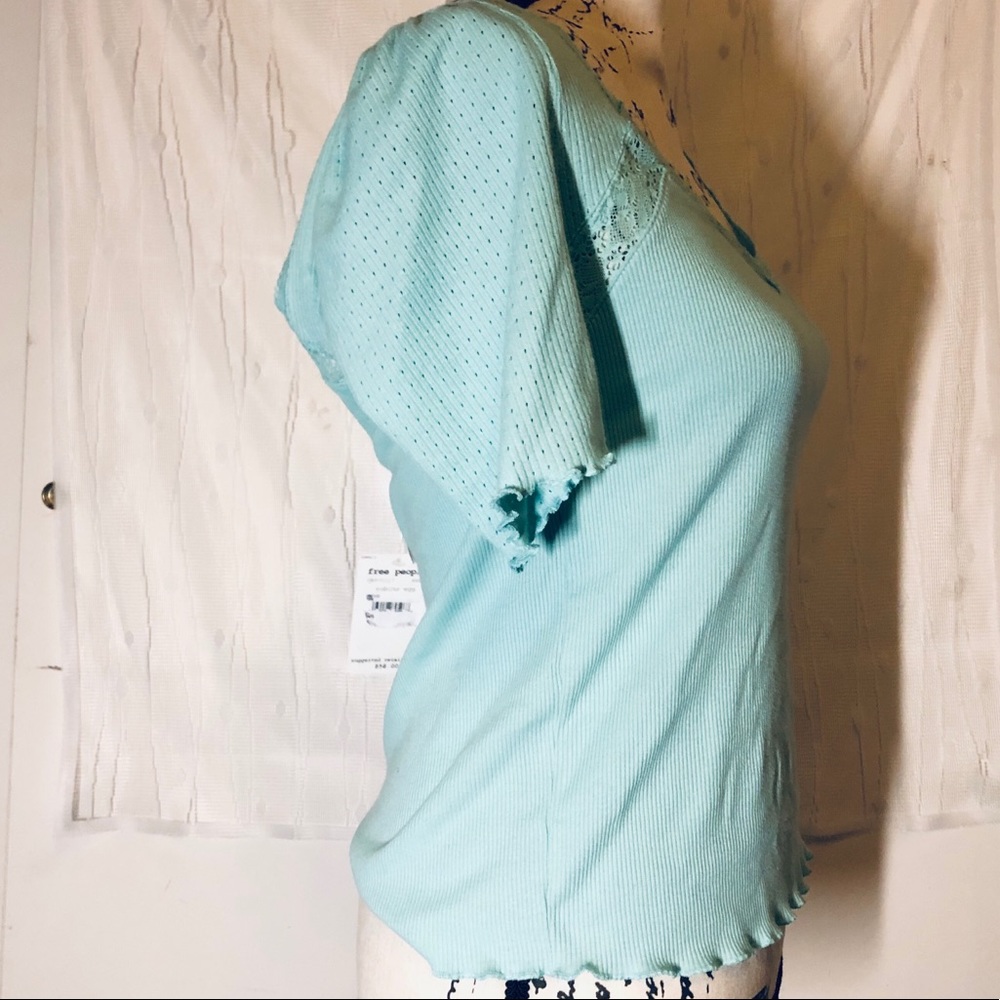 NWT FREE PEOPLE ROBINS EGG MARGAUX TOP BLOUSE - Picture 8 of 9